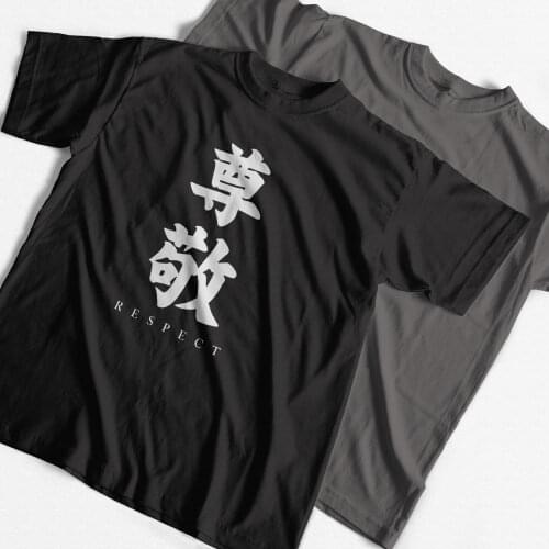COOLMIND 100% cotton short sleeve respect chinese words print men T shirt casusal loose men tshirt o-neck summer men t-shirt tee