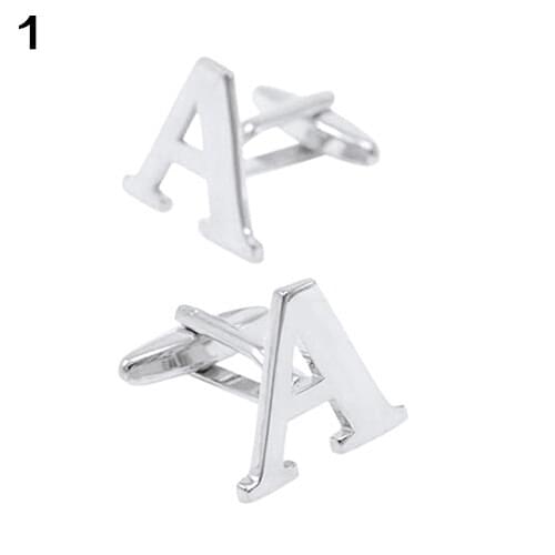 Mens Fashion Initial Cufflink Fathers Day Wedding Birthday Alphabet A to Z Letter Button