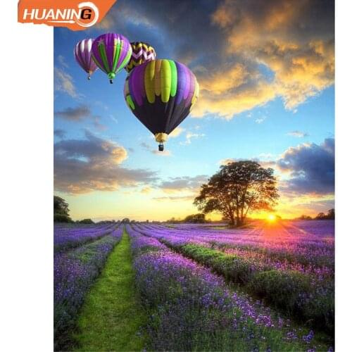 Huaning Painting By Numbers Scenery Drawing On Canvas DIY Coloring By Number Balloon Hand Painted Paintings Art Gift Home Decor