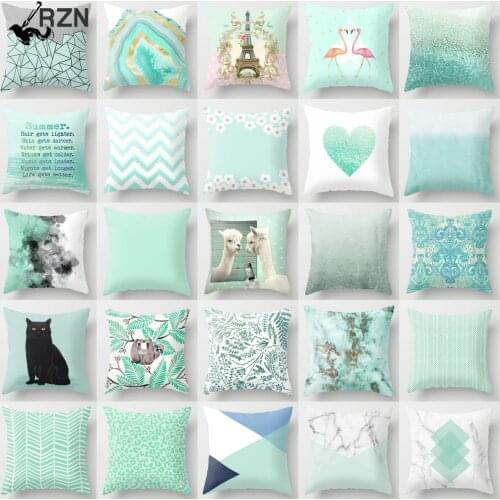 2020 New Mint Green Blue Cushion Covers Modern Nordic Geometric Throw Pillows Cover Sofa Bed Decorative Livingroom Pillows Case