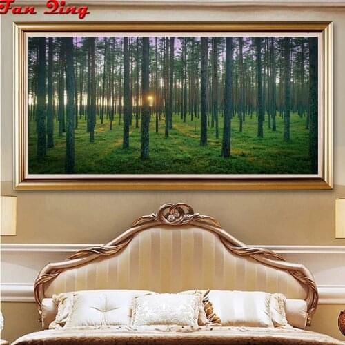 New 5d Diy Diamond Painting Woods sunshine Diamond Embroidery Crystal Round Rhinestone Diamond Mosaic Pictures Home Decor
