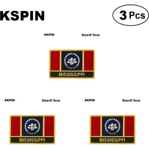 Mississippi Flag Embroidery Patches Iron on Saw on Transfer patches Sewing Applications for Clothes in Home&Garden