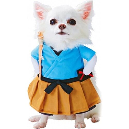 Polyester Cute Pet Halloween Clothes Samurai Funny Upright Costume Dress Up For Cats Dogs
