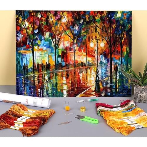 The Tears The Fall Printed Fabric 11CT Cross-Stitch Complete Kit DIY Embroidery DMC Threads Hobby Handicraft Sewing Design