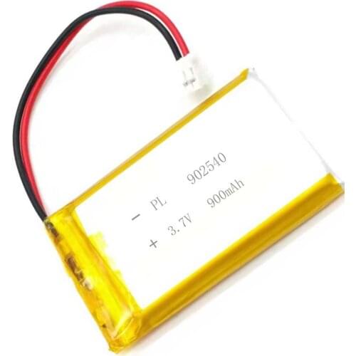 MSDS Verified 3.7V 900mAh 902540 Li Lithium Polymer ion Battery with 2.0mm JST Connector