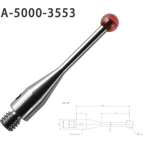 CMM Touch Probe Stylus 3mm Dia Rubine Ball Ceramic Stem M3 CMM A-5000-3553 Tools Touch Probe CMM Machines & Comparators
