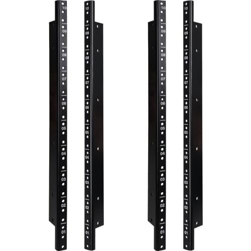 Sound Town 4-pack 10U Steel Rack Rails, with Black Powder Coated Finish and Screws (ST-RR-10UX2)