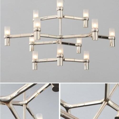 Modern Luxury Villa Foyer G9 Led Chandelier Gold Chrome Metal Pendant Chandelier Lighting Adjustable Cable Hanging Lamp Fixtures
