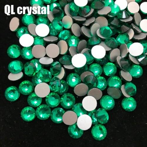 Green Glue on Glitter Flatback Glass Crystal Non Hot fix rhinestone For Gymnastics Clothes Shoes 3D Nail Art Decoration
