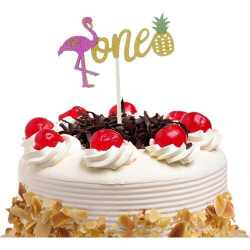 Wedding Decoration Cake Toppers Flags Flamingo Pineapple ONE Kids 1st Birthday Cupcake Topper Baby Shower Party Baking DIY Xmas