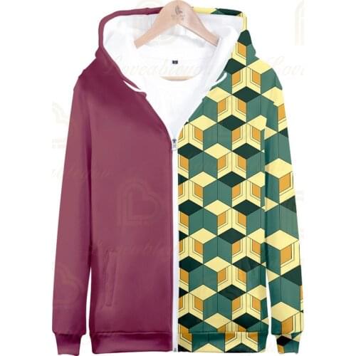 Classic Anime Demon Slayer Zipper Hoodies Men/Women Sweatshirts Demon Slayer Kimetsu No Yaiba Hoodie Mens Hoody Polluvers Coats