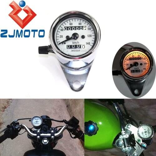 Universal Motorcycle 12V 140km/h Dual Odometer Small Speedometer Gauge Speed Meter Kilometers Tachometer