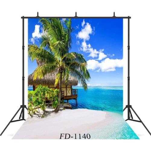 Beach Palm Tree Blue Sky Vinyl Photography Background for Photo Shoot Props Child Kids Baby Cloth Printed Backdrop Photo Studio