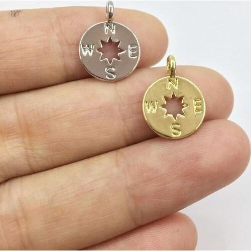 Eruifa 20pcs 12mm Nice Compass Star Zinc alloy Jewelry DIY Charms Pendant Necklace,Eearrings 2 Colors