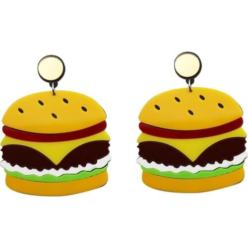 Acrylic Earrings for Women Big Hamburger Simulation Food Dangle Earrings Funny Exaggerated Fashion Jewelry Children Gifts
