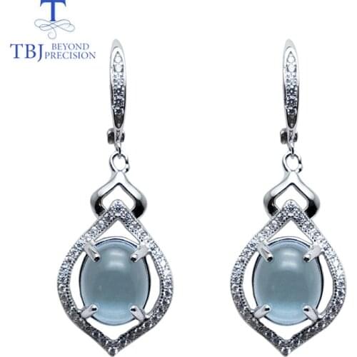 TBJ,Natural Sky blue topaz oval 8*10mm petaling style good Earrings Pure 925 Sterling Silver Fine Jewelry For Women daily wear