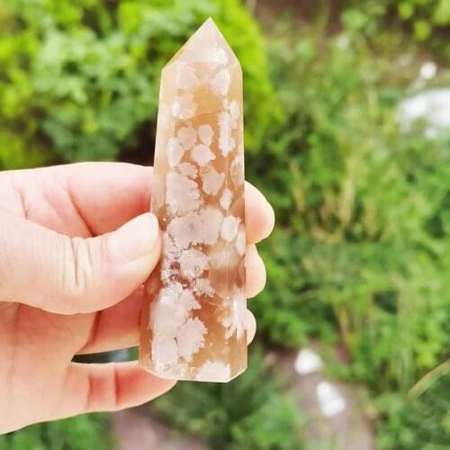 1PCS Natural Flower Agate Obelisk towers Crystal Wand Healing stones Points for relieve fatigue
