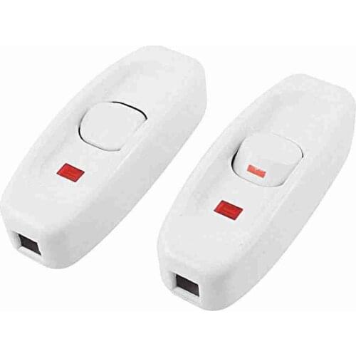 2pcs AC 250V 10A ON/OFF Button Electric Control In Line Switch White Drop shipping