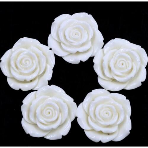 2Pcs Spacer Beads Cameos Dome Seals Base Setting Rings Earrings Resin Flower Rose Shape Candy White Jewelry DIY Findings 41mm
