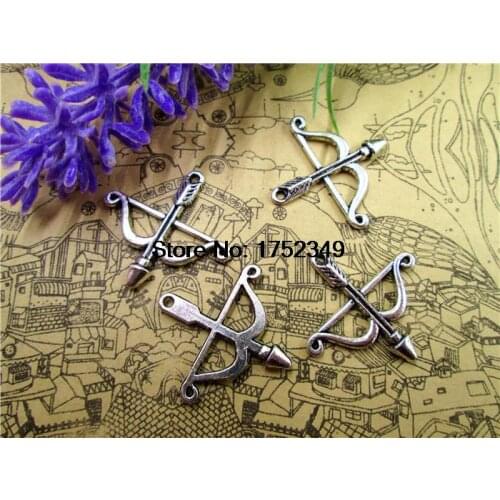 25pcs--Antique Tibetan Silver Tone Bow and Arrow Charms pendant 25x26mm