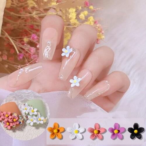 5pcs New Nail Art Charms Colorful Aurora Resin Flower 3D Nail Rhinestones Nail Acrylic UV Gel Tips Decoration D060