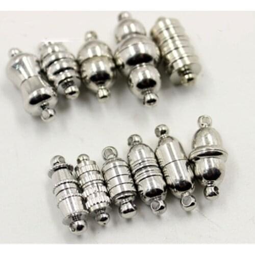 Aclovex 5set/lot Rhodium Color Metal Strong Magnetic Clasps For Leather Cord Bracelets End Caps Connectors Diy Jewelry Making