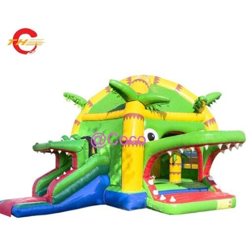 Free air ship to door, commercial rental jumping castle, 6x4x3.5m high crocodile zoo inflatable bounce house with slide