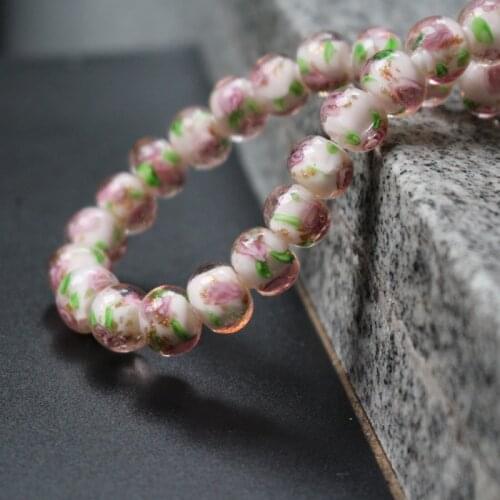 20Pieces/Lot 10mm*8mm Lampwork Glass Beads Flower Abacus Beads Pink Color for jewelry making