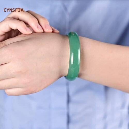 CYNSFJA Real Certified Natural Green Jade Bangle Bracelet 56.4mm Amulets Charms High Quality Fine Jewelry Wonderful Gifts