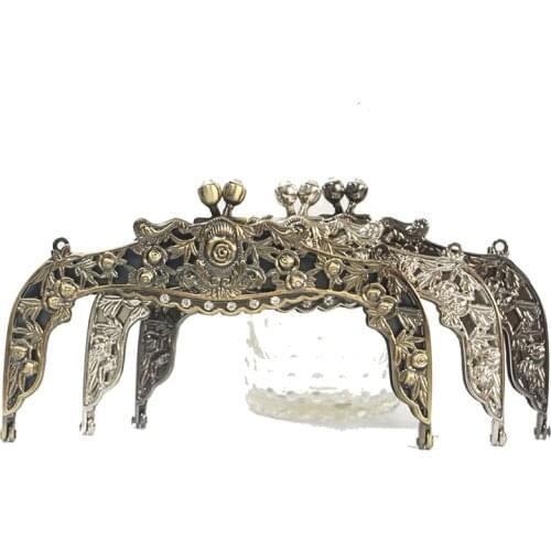 Two Pieces Silver Antique Black Chrome Bronze Tone Metal Purse Frame For Wallet Making DIY Bags Accessory obag handles drop ship