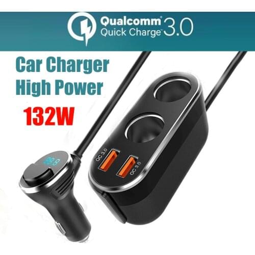 Dual USB 132W Car Charger Socket Power Adapters QC3.0 Cars Chargers With Digital Display For iphone samsung