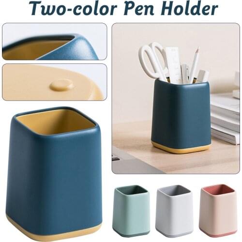 Two-color Contrast Color Pen Holder Desktop Storage Box Desk Office Organizer Accessories Stationery Set Gifts for Students
