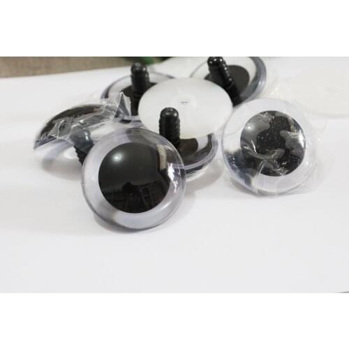 30pccs/lot 50mm big size round shape clear plastic safety toy eyes with white hard washer for plush doll