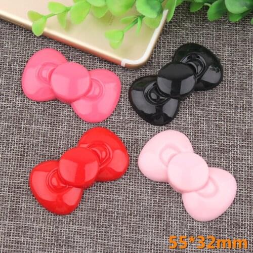 55*32mm Big Size Cute Bow Patch Sticker Girl Hair Jewelry Bow Center Flatback Resin Cabochon Kawaii Phone Case Decor 2pcs