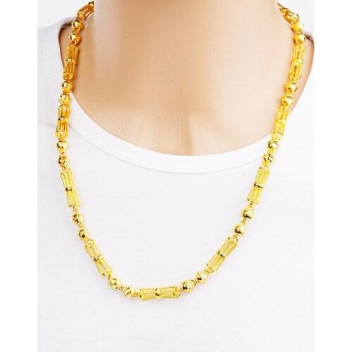 Mens Necklace Domineering exaggeration Necklace for men Hollow Space Bead 24K gold Curb Cuban Link Chain Women Bracelet Jewelry