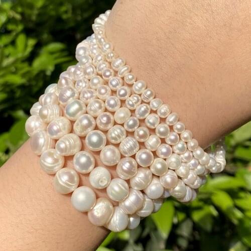 Natural White Freshwater Pearls Beads 4/6/8/10mm Irregular Nearround Pearls Beads for Jewelry Making DIY Bracelet Necklace 15"