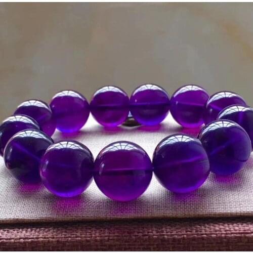 18mm 19mm Natural Purple Amethyst Quartz Crystal Big Round Beads Bracelet Women Men Fashion Gift Healing Stone AAAAA