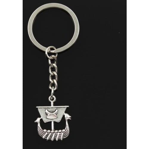 New Fashion Keychain 26x21mm Viking Ship Boat Pendants DIY Men Jewelry Car Key Chain Ring Holder Souvenir For Gift