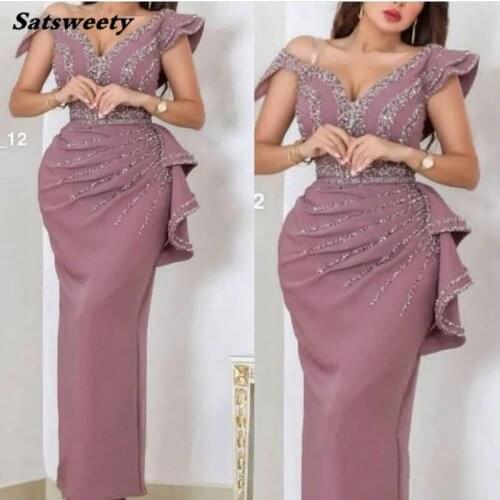 New Arrival V Neck Straight Evening dresses Long Caftan mariage Crystals Beading evening gowns Vestidos formales Dubai dress