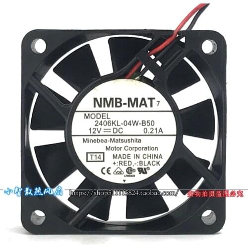 Original 2406KL-04W-B50 6015 12V 0.21A 6cm inverter two-wire cooling fan
