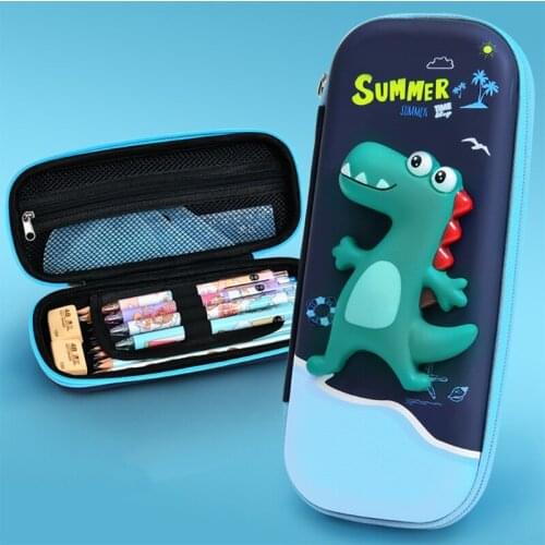 Creative Dinosaur Pencil Case Mesh Zippered Pockets 4 Pencil Slots Novelty Decompression Pen Case Great Birthday Gift Retailsale