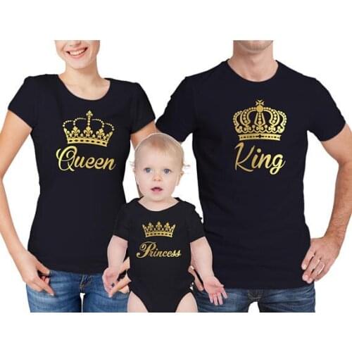 Personalize Queen and Princess family t-shirts and children baby grow vest set kid bodysuit romper baby shower Christmas gifts