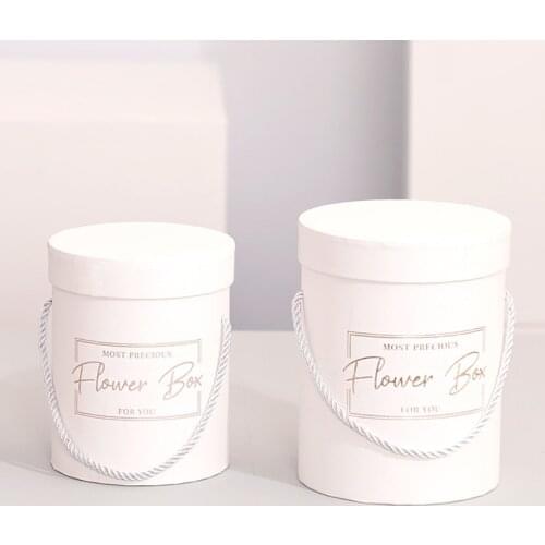 Portable Hug Bucket Flowers Box Round Flower Wrapping Bouquet Packing Gift Boxes With Lid Wedding Party Cylinder Candy Gift Box