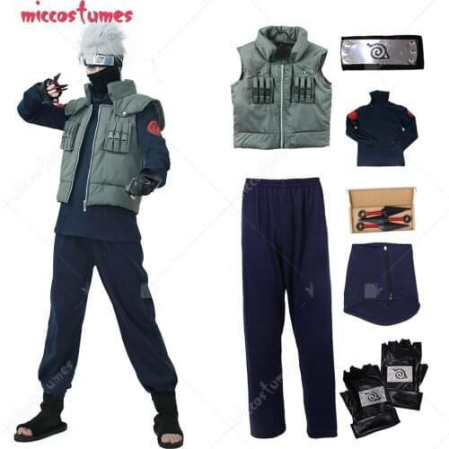 Hatake Kakashi Cosplay Costume Ninja Vest Headband and accessories Carnival Outfit
