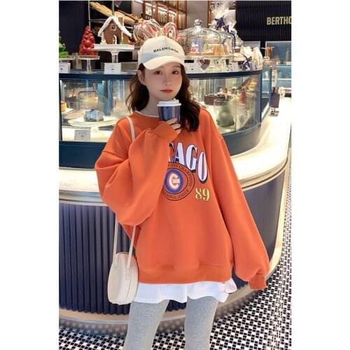 Pullover with Cotton Autumn and Winter Plus Cashmere Two-piece Sweater Women Korean Loose Round Neck Top All-match Jacket