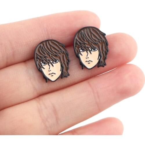 DZ1201 Anime DEATH NOTE Figure Studs Earrings For Womens Stainless Steel Pierce Korea Earrings Enamel Jewelry Girls for Gifts