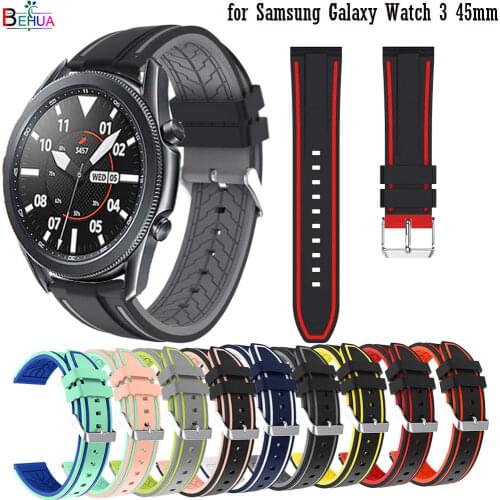 BEHUA 22mm watchband for Samsung Galaxy Watch 3 45mm strap fashion silicone Replacement wristband bracelet belt