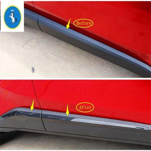 Yimaautotrims ABS Auto Accessory Side Car Door Molding Body Bottom Strip Streamer Cover Trim For Toyota C-HR CHR 2016 - 2021