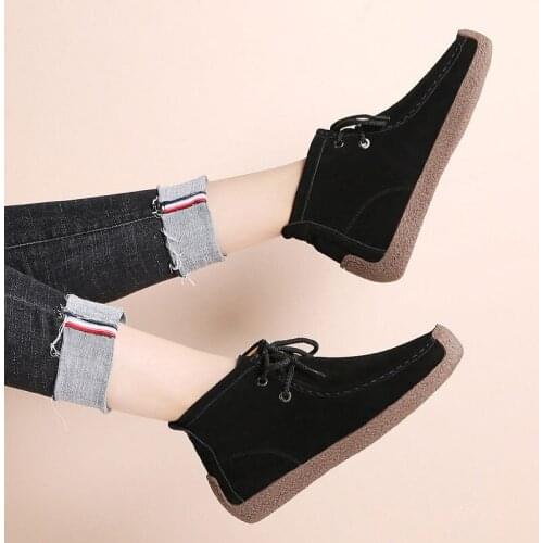 Casual shoes woman flats 2021 spring autumn solid platform boots lace-up shoes women ankle boots chaussures femme
