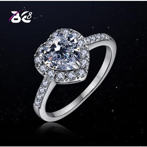 Be 8 New Fashion Heart Shape Cubic Zirconia Engagement Rings for Women Luxury Design Cocktail Ring Party Gifts Bijoux Femme R118